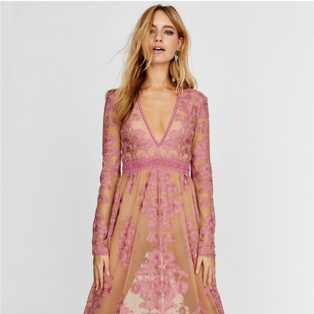 For Love & Lemons Free People Temecula Maxi Dress XS Pink